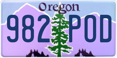OR license plate 982POD