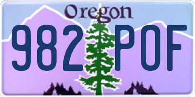OR license plate 982POF