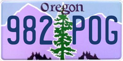 OR license plate 982POG