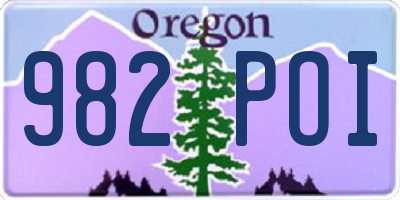 OR license plate 982POI