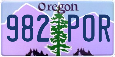 OR license plate 982POR