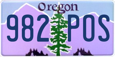 OR license plate 982POS