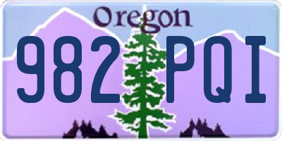 OR license plate 982PQI