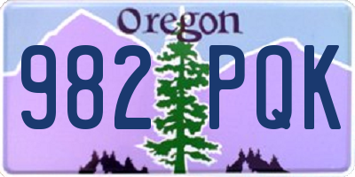OR license plate 982PQK