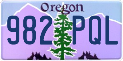 OR license plate 982PQL