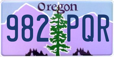 OR license plate 982PQR