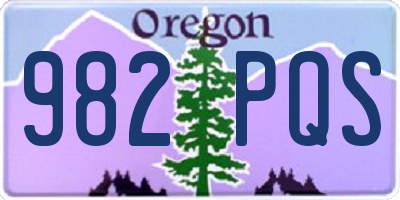 OR license plate 982PQS