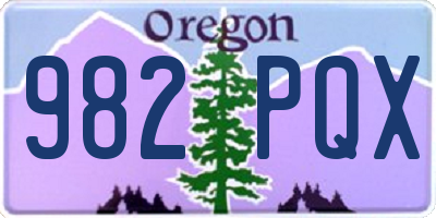 OR license plate 982PQX