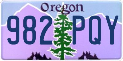 OR license plate 982PQY