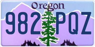 OR license plate 982PQZ