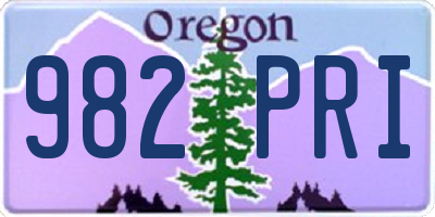 OR license plate 982PRI