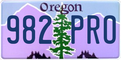 OR license plate 982PRO