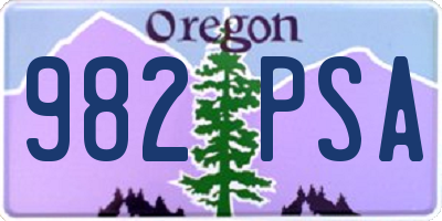 OR license plate 982PSA