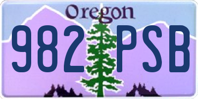 OR license plate 982PSB
