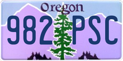 OR license plate 982PSC