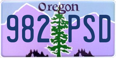 OR license plate 982PSD