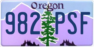 OR license plate 982PSF