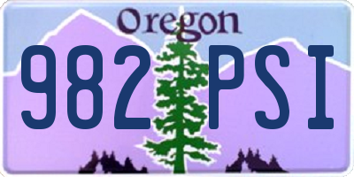 OR license plate 982PSI