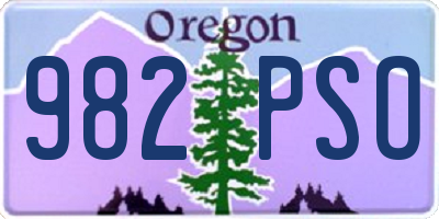 OR license plate 982PSO