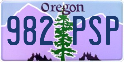 OR license plate 982PSP