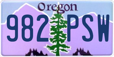 OR license plate 982PSW