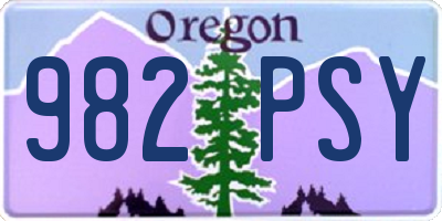 OR license plate 982PSY