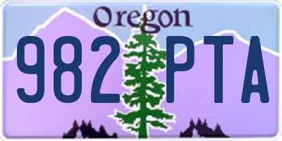 OR license plate 982PTA