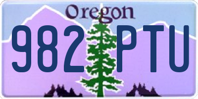 OR license plate 982PTU