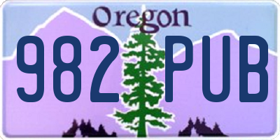 OR license plate 982PUB
