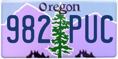OR license plate 982PUC