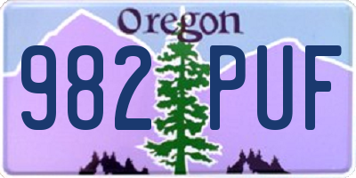 OR license plate 982PUF