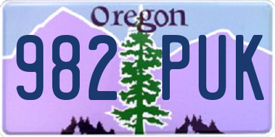 OR license plate 982PUK