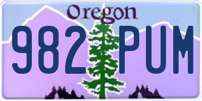 OR license plate 982PUM