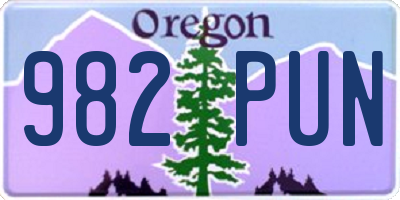 OR license plate 982PUN