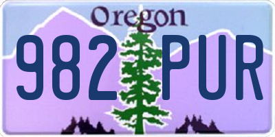 OR license plate 982PUR