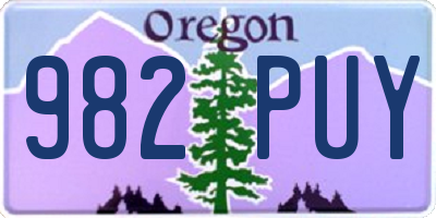 OR license plate 982PUY