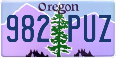 OR license plate 982PUZ