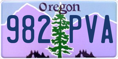 OR license plate 982PVA