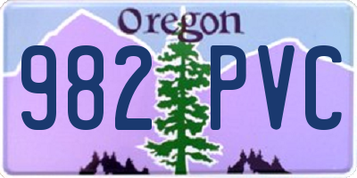 OR license plate 982PVC