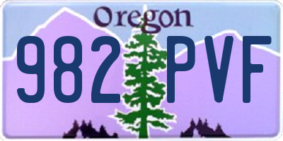OR license plate 982PVF