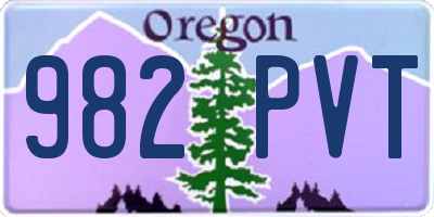 OR license plate 982PVT