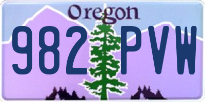 OR license plate 982PVW