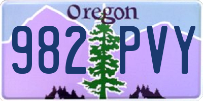 OR license plate 982PVY