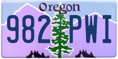 OR license plate 982PWI