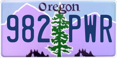 OR license plate 982PWR