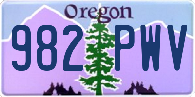 OR license plate 982PWV