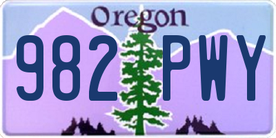 OR license plate 982PWY