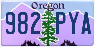 OR license plate 982PYA