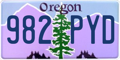 OR license plate 982PYD