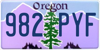 OR license plate 982PYF